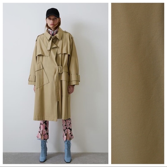 NWT. Zara Tan Oversized Trench Coat Size S-M. - Picture 7 of 11